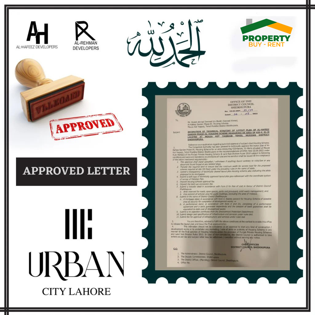 Urban City Lahore LDA Approved Certificate