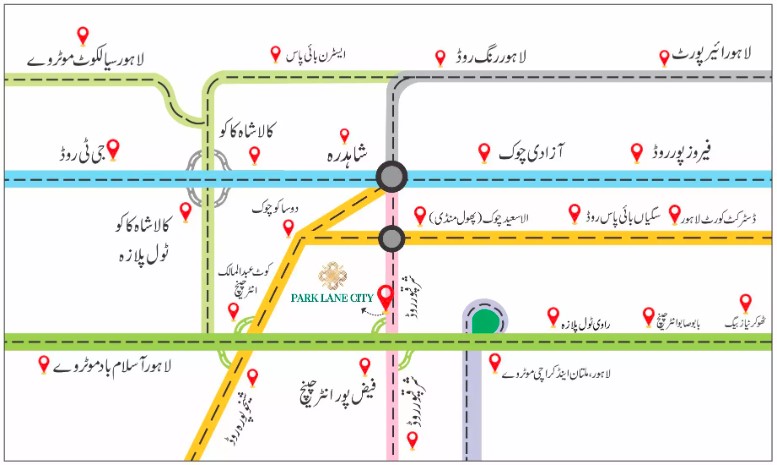 Park Lane City Lahore Location