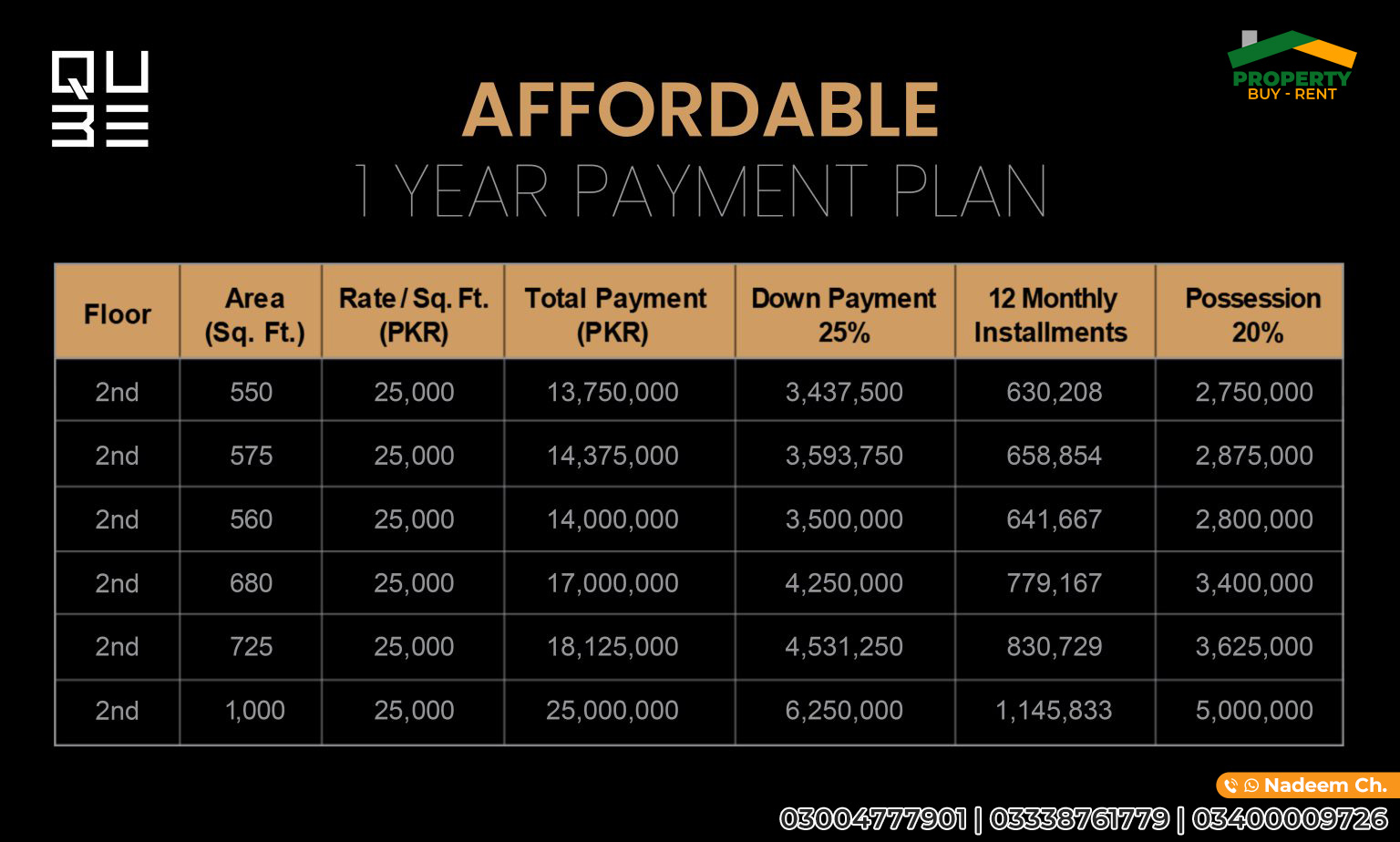 The Qube Payment Plan