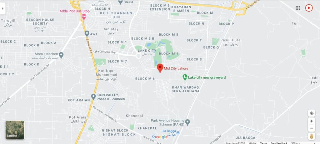 mid city lahore Location map
