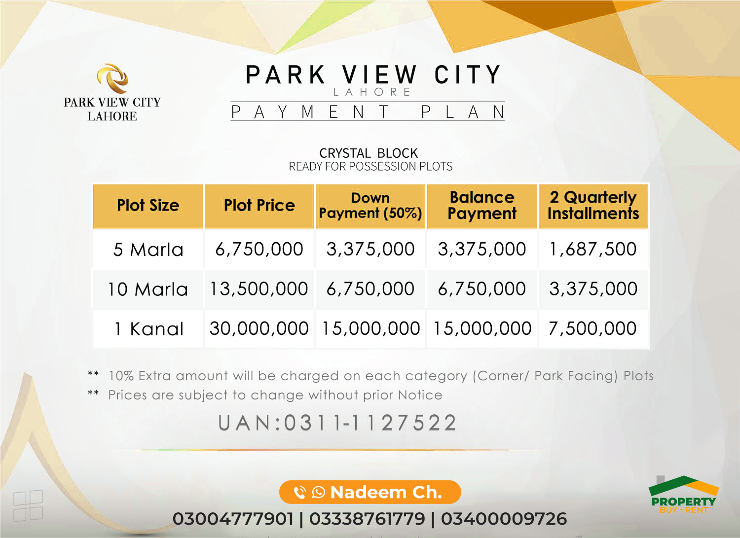 Crystal Block Park View City Payment Plan