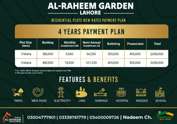 Al Raheem Garden Payment Plan
