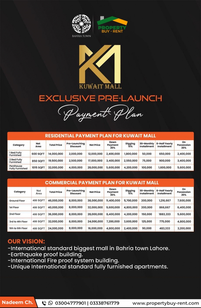 Kuwait Mall Bahria Town Payment Plan