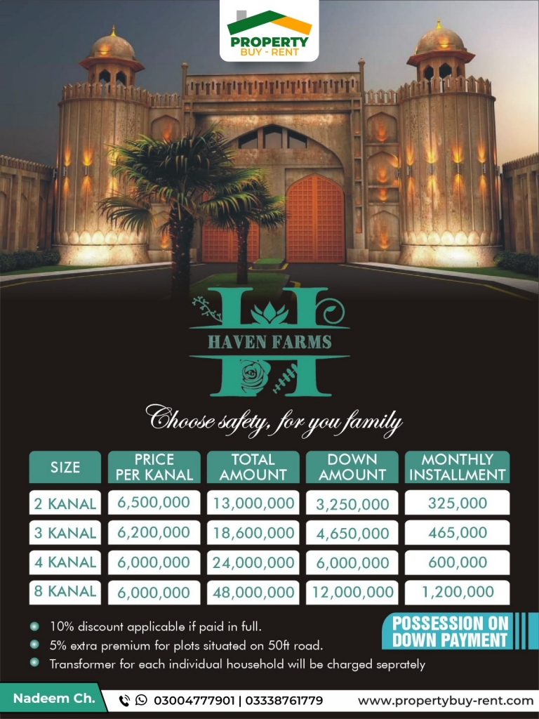 Heaven Farms Lahore Payment Plan