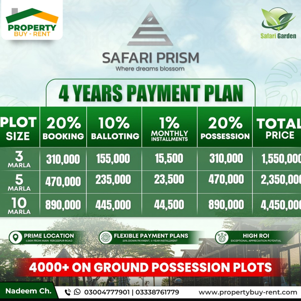 Safari Prism Lahore Payment Plan